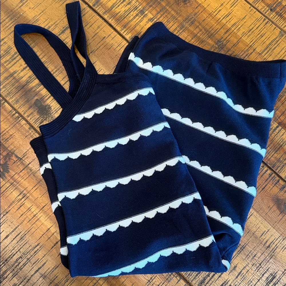 English Factory Navy & White Striped Girls' One-Piece Romper